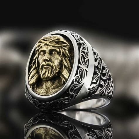 ring christ gold|jesus christ ring 18k gold.